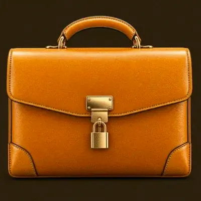 Locked leather briefcase — Lucky Vibe