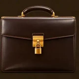 Locked leather briefcase — Lucky Vibe
